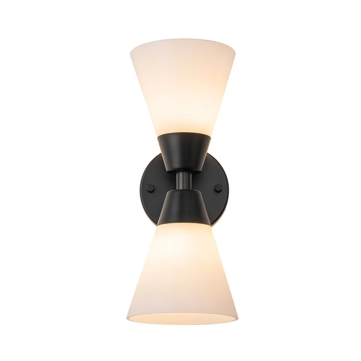 Mid-Century 2-Light Up Down Opal Glass Cone Wall Sconce