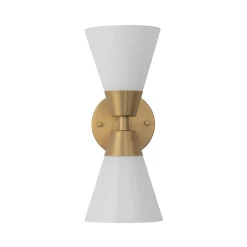 Mid-Century 2-Light Up Down Opal Glass Cone Wall Sconce