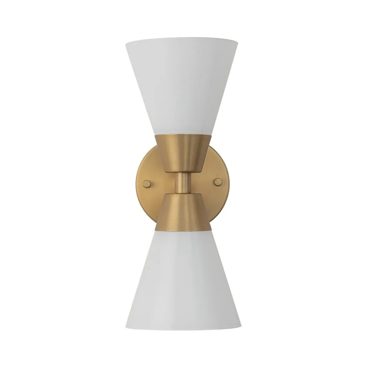 Mid-Century 2-Light Up Down Opal Glass Cone Wall Sconce
