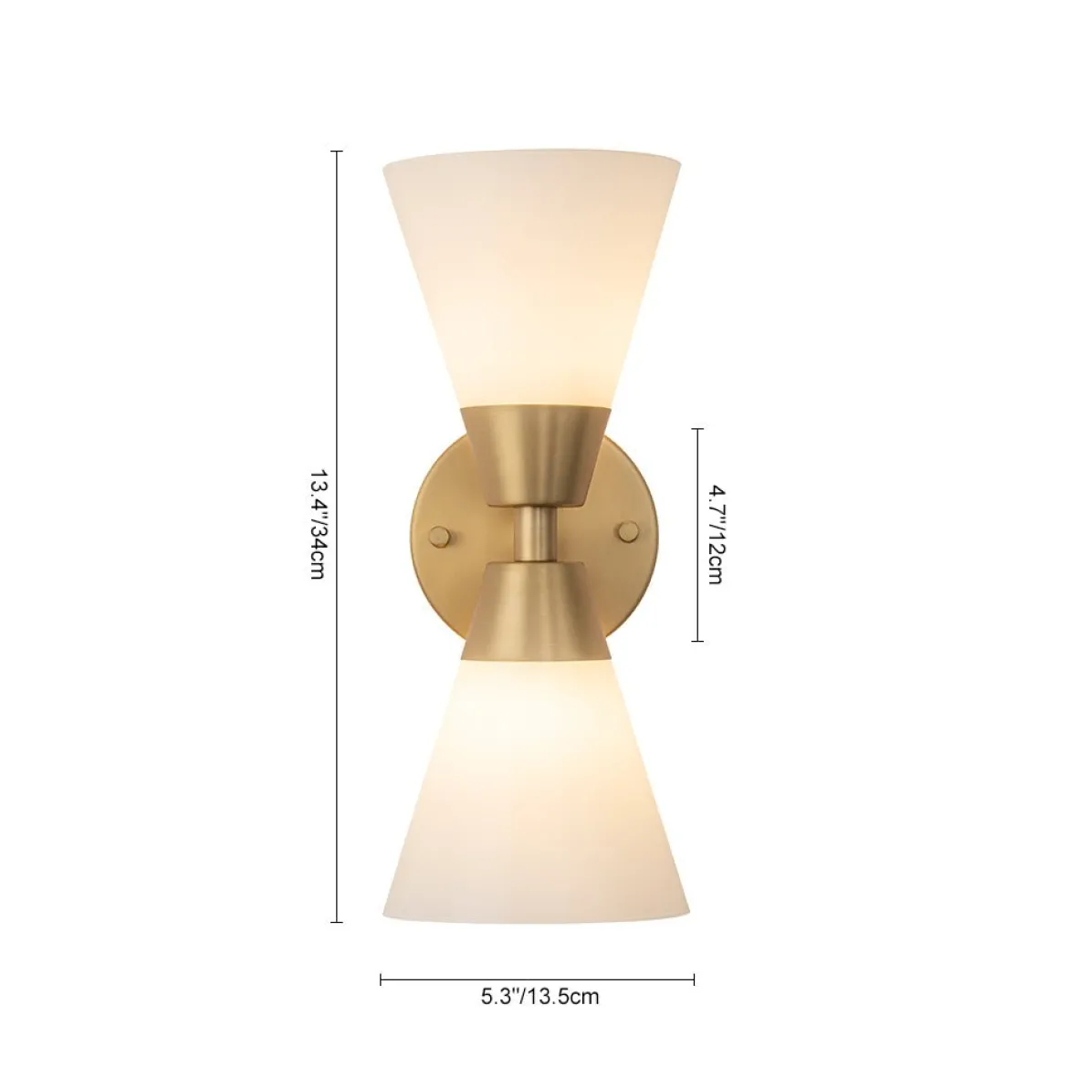 Mid-Century 2-Light Up Down Opal Glass Cone Wall Sconce
