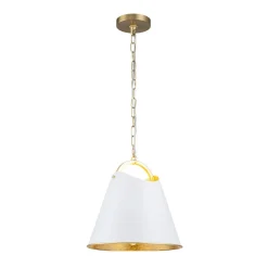 Mid-Century 1-Light White Gold Metal Conical Pendant Light