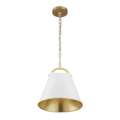Mid-Century 1-Light White Gold Metal Conical Pendant Light