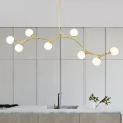 Mid-century Linear Island Branching Bubble Chandelier