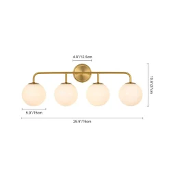 Mid-century Shine Opal Glass Globe Brass Vanity Light