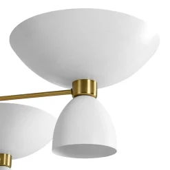 Mid-Century White Brass 8-Light UP and Down Chandelier