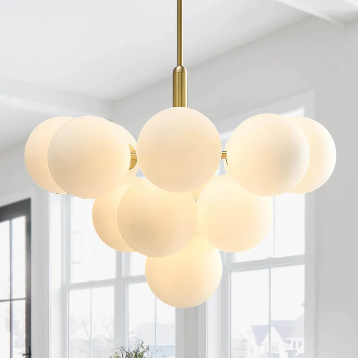 Milky Glass Cluster Bubble Chandelier