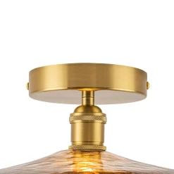 Mini 1-Light Amber Swirl Glass Shade Semi Flush Mount