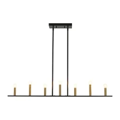 Minimalist Black Brass Candle Style Linear Island Chandelier