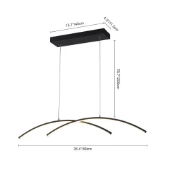 Minimalist Dimmable LED Black Arched Island Chandelier