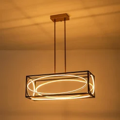 Minimalist Dimmable LED Black Gold Square Kitchen Pendant