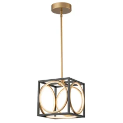 Minimalist Dimmable LED Black Gold Square Kitchen Pendant