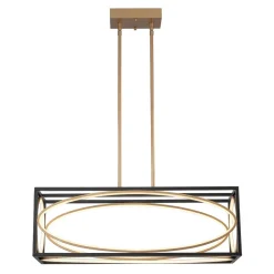 Minimalist Dimmable LED Black Gold Square Kitchen Pendant