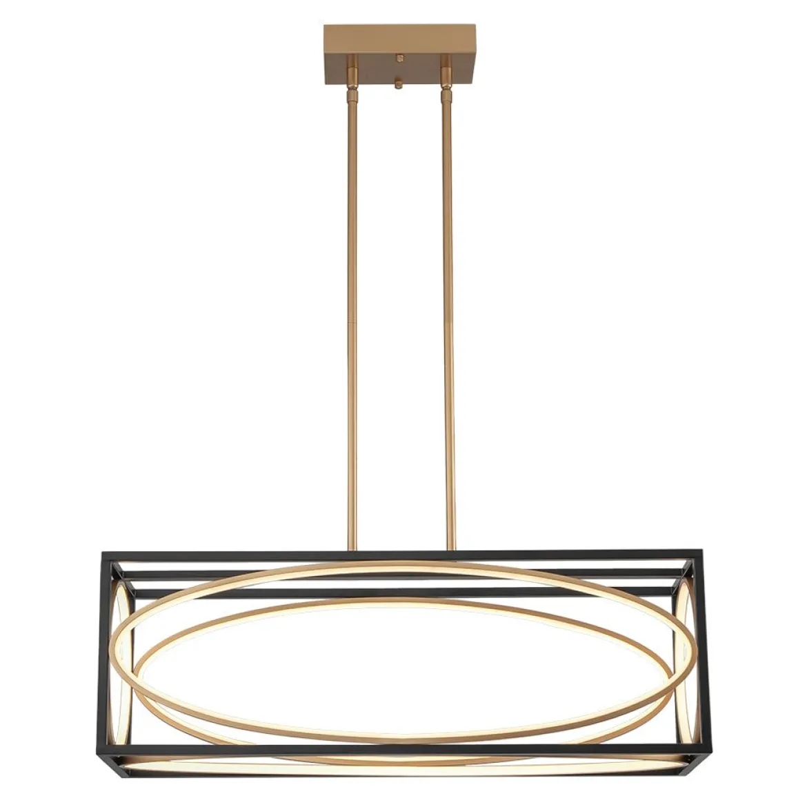 Minimalist Dimmable LED Black Gold Square Kitchen Pendant