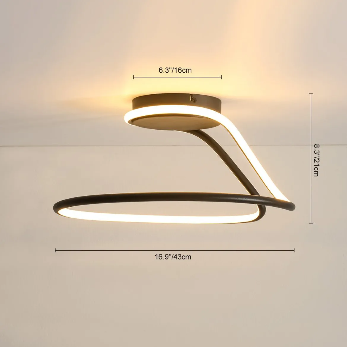 Minimalist Dimmable LED Ribbon Semi Flush Mount DIP Switch
