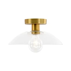 Minimalist 1-Light Clear Glass Saucer Semi Flush Mount