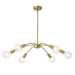 Minimalist 6-Light Metal Round Sputnik Swoop Chandelier