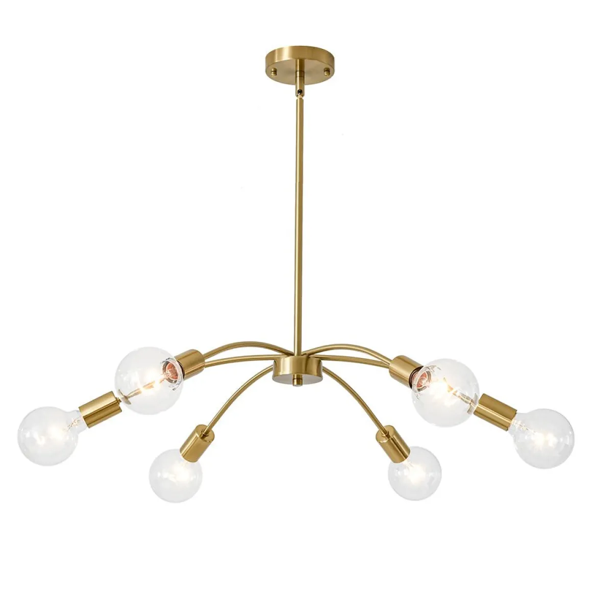 Minimalist 6-Light Metal Round Sputnik Swoop Chandelier