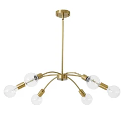 Minimalist 6-Light Metal Round Sputnik Swoop Chandelier