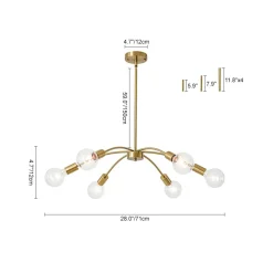 Minimalist 6-Light Metal Round Sputnik Swoop Chandelier
