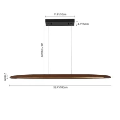 Minimalist Linear Wood Dimmable LED Island Pendant