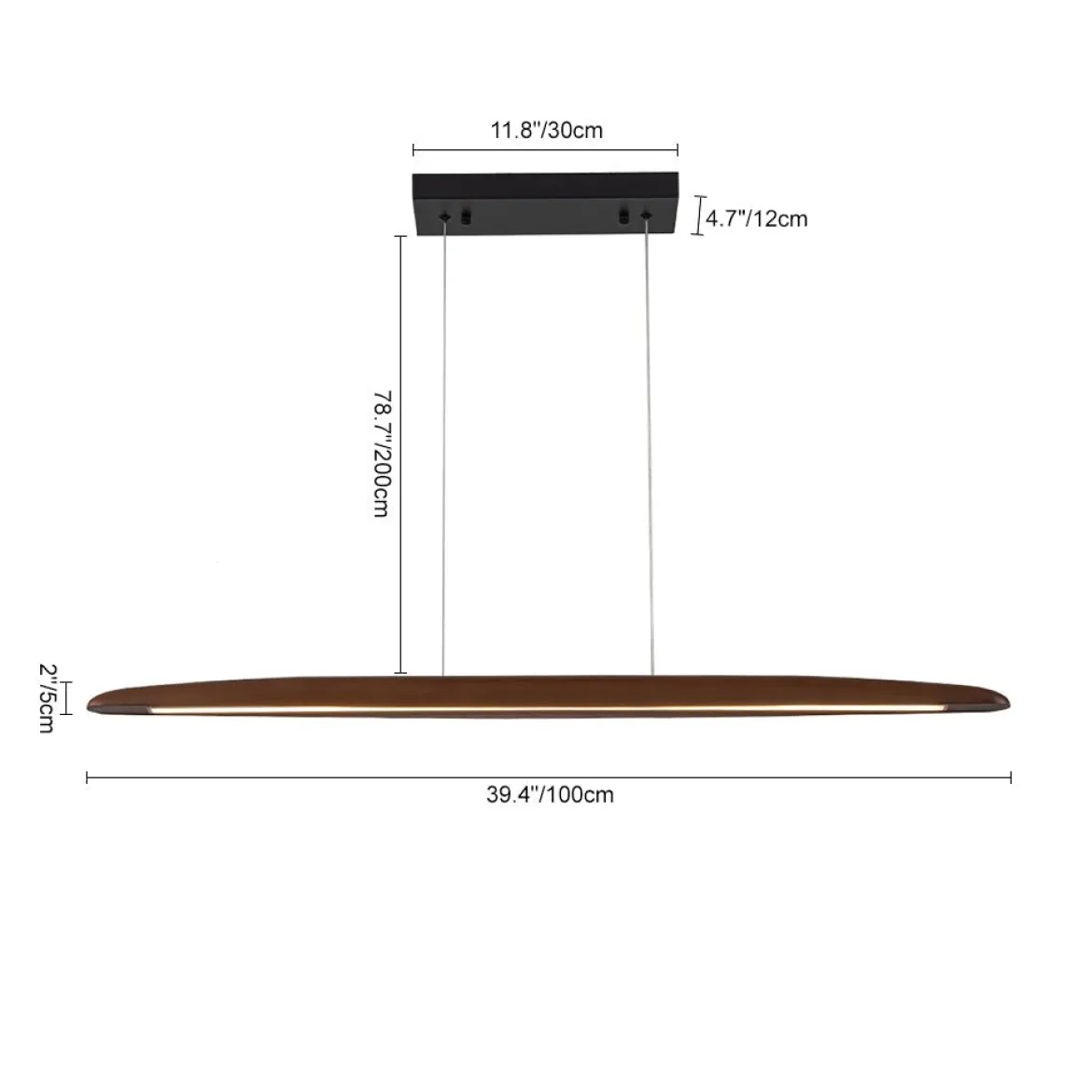 Minimalist Linear Wood Dimmable LED Island Pendant