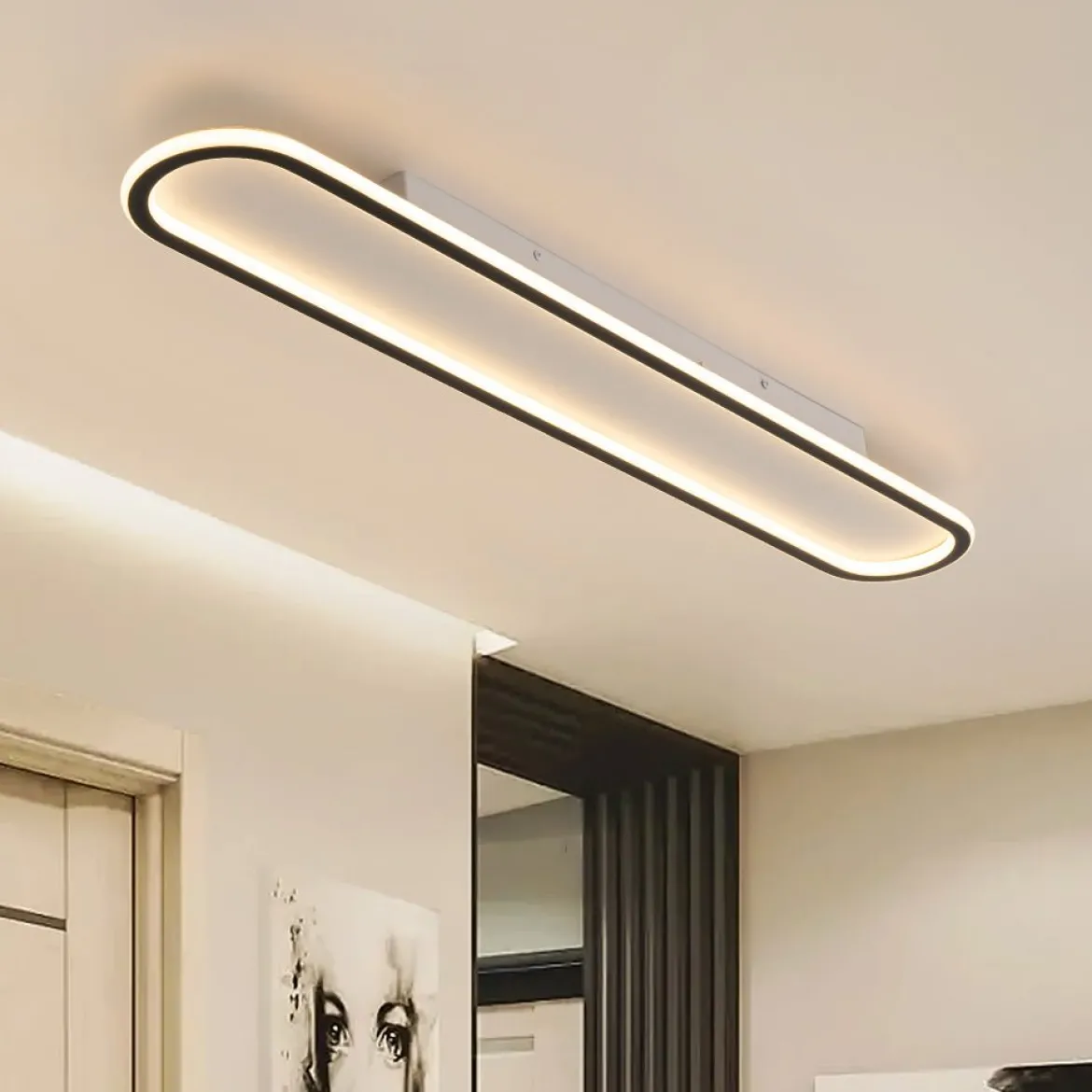 Minimalist Streamlined Oval Warm LED Ceiling Light