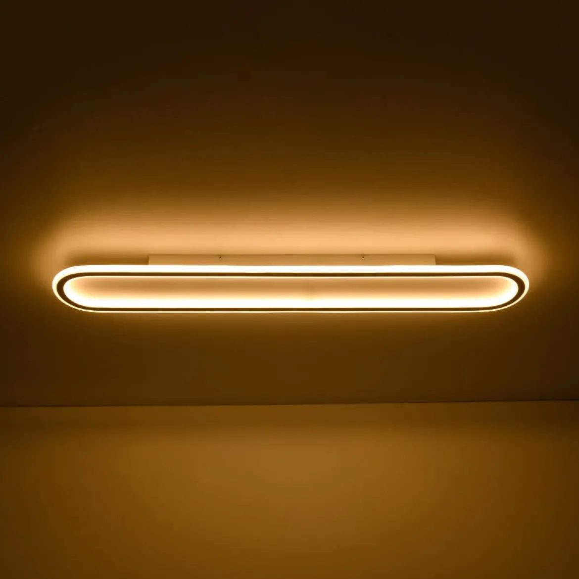 Minimalist Wood Grain Dimmable LED Oval Ring Ceiling Light