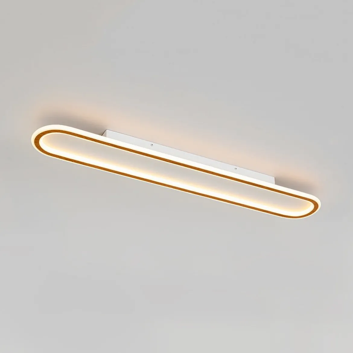 Minimalist Wood Grain Dimmable LED Oval Ring Ceiling Light