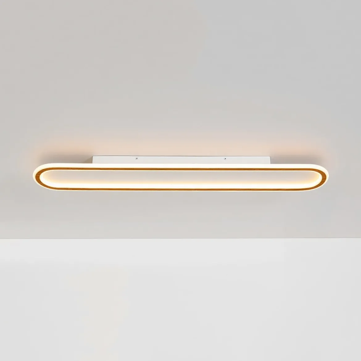 Minimalist Wood Grain Dimmable LED Oval Ring Ceiling Light