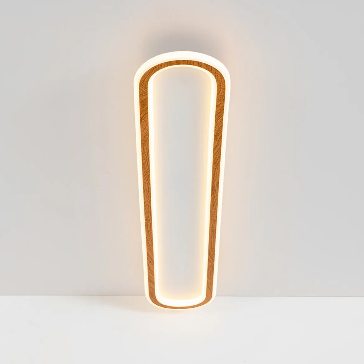 Minimalist Wood Grain Dimmable LED Oval Ring Ceiling Light