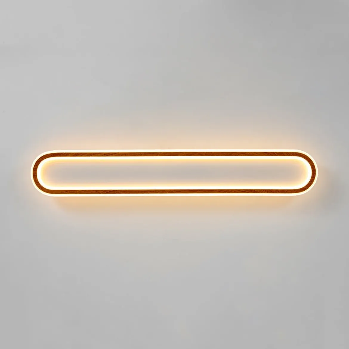 Minimalist Wood Grain Dimmable LED Oval Ring Ceiling Light