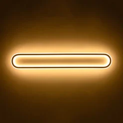 Minimalist Wood Grain Dimmable LED Oval Ring Ceiling Light