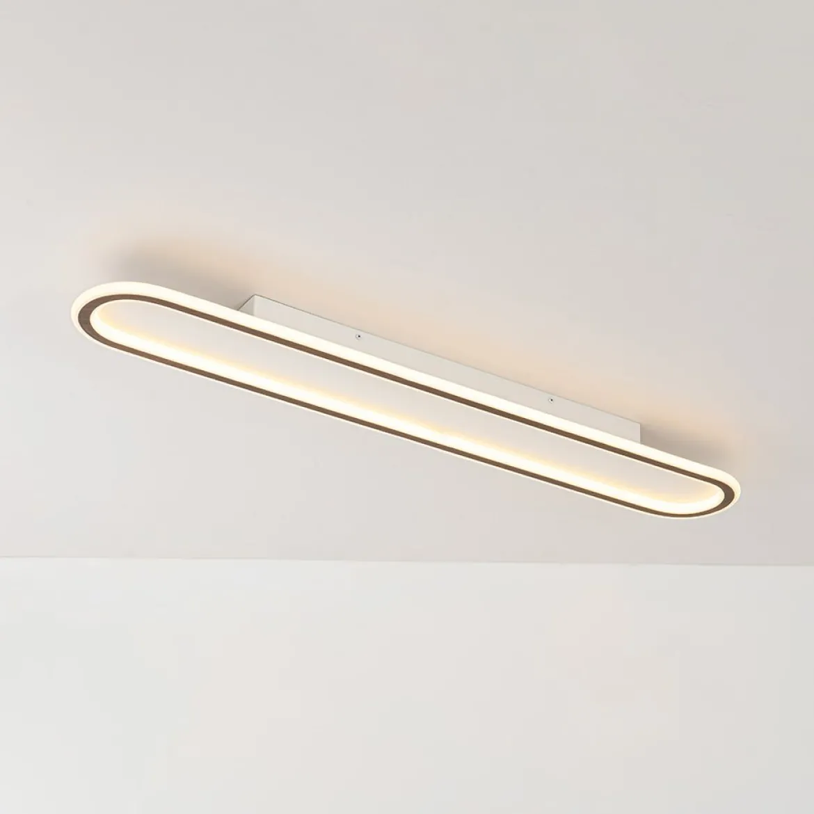 Minimalist Wood Grain Dimmable LED Oval Ring Ceiling Light