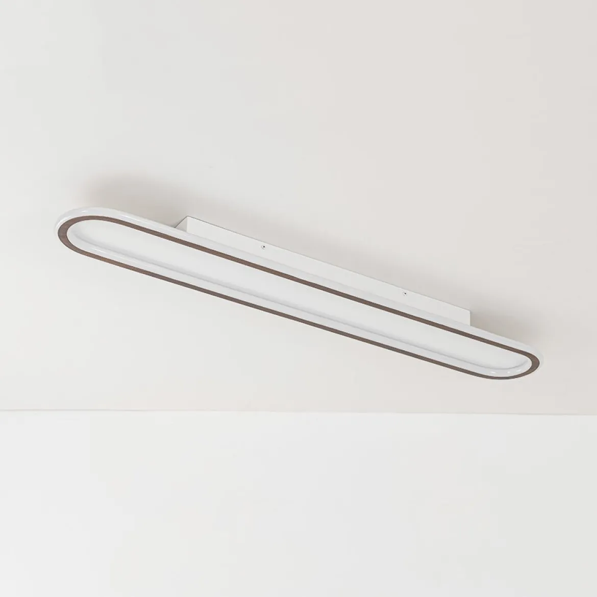 Minimalist Wood Grain Dimmable LED Oval Ring Ceiling Light