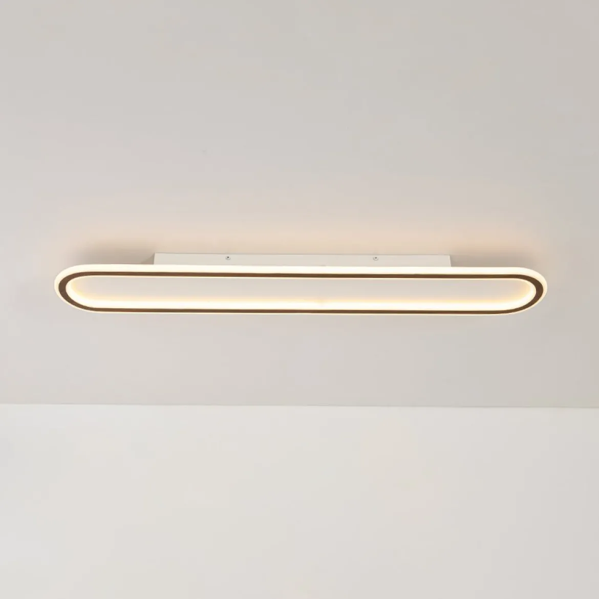 Minimalist Wood Grain Dimmable LED Oval Ring Ceiling Light