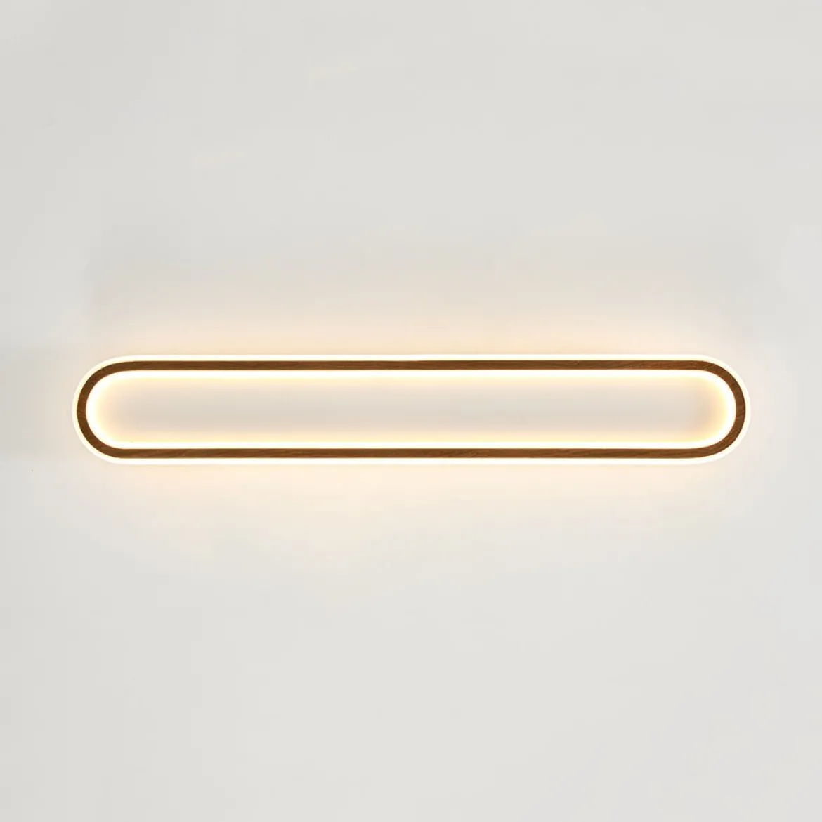 Minimalist Wood Grain Dimmable LED Oval Ring Ceiling Light