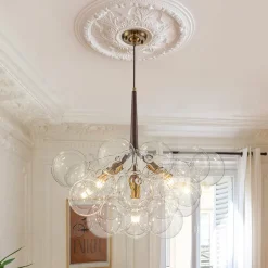 Mocha Mousse Clear Glass Globe Cluster Bubble Chandelier
