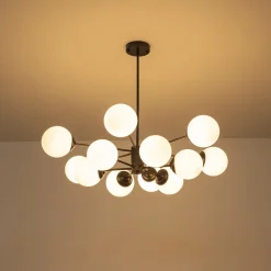 Modern Black Opal Glass Globe Sputnik Chandelier