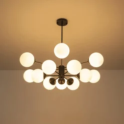 Modern Black Opal Glass Globe Sputnik Chandelier