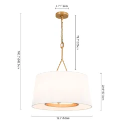 Modern Candle Style Fabric Wide Drum Cage Pendant Light