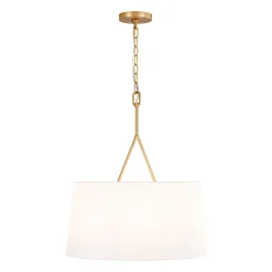 Modern Candle Style Fabric Wide Drum Cage Pendant Light