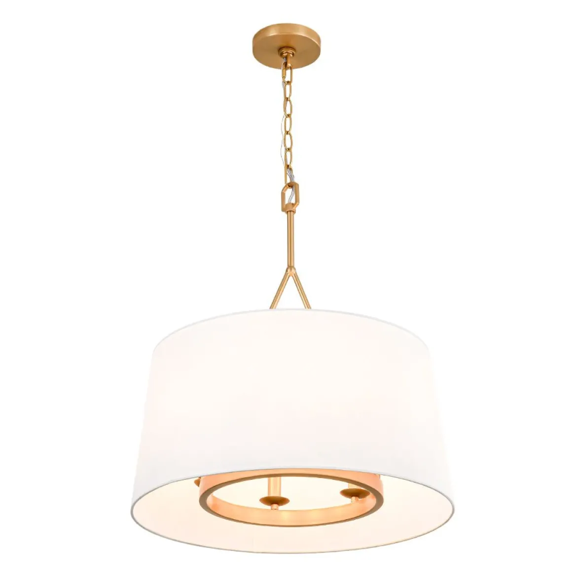 Modern Candle Style Fabric Wide Drum Cage Pendant Light