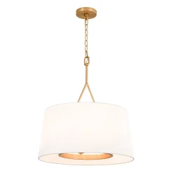 Modern Candle Style Fabric Wide Drum Cage Pendant Light