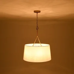 Modern Candle Style Fabric Wide Drum Cage Pendant Light