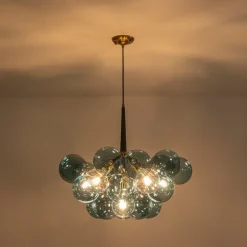 Modern Cluster Blue Glass Globe Bubble Chandelier