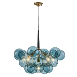 Modern Cluster Blue Glass Globe Bubble Chandelier