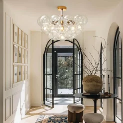 Modern Cluster Glass Bubble Chandelier / Semi Flush