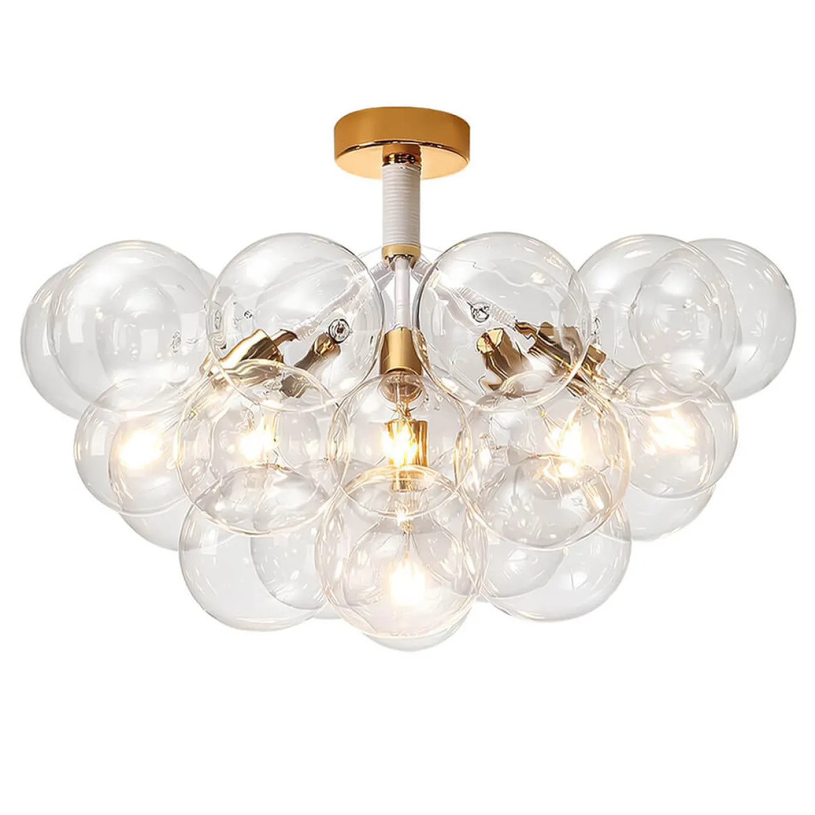 Modern Cluster Glass Bubble Chandelier / Semi Flush