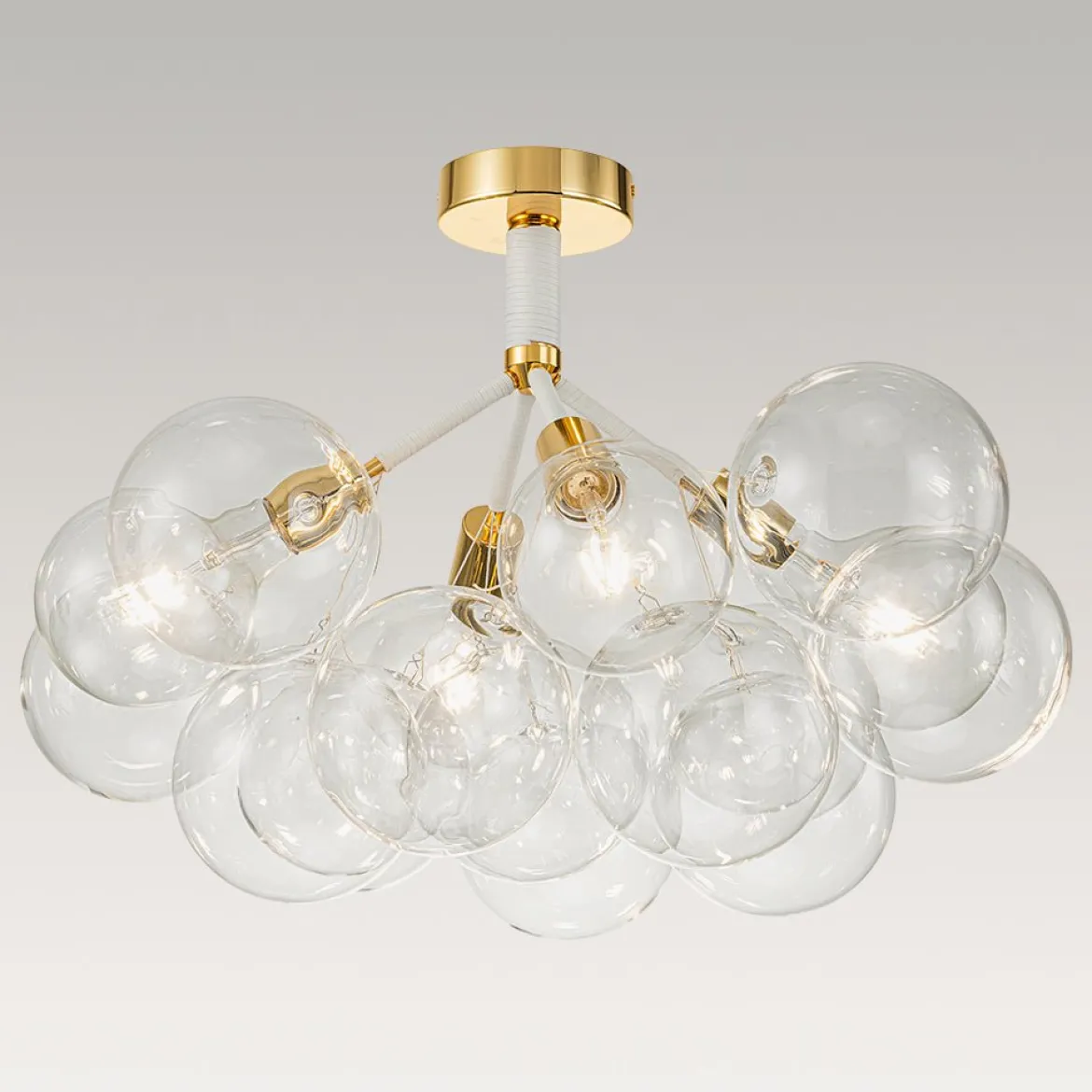 Modern Cluster Glass Bubble Chandelier / Semi Flush
