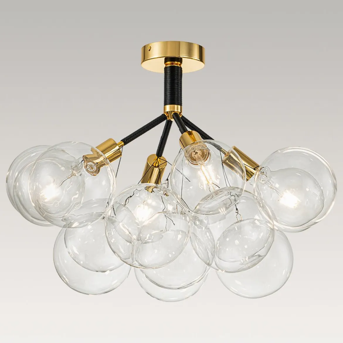 Modern Cluster Glass Bubble Chandelier / Semi Flush